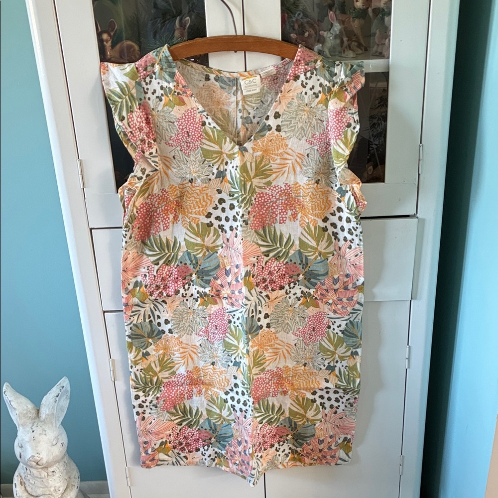 C&C California Linen sz S Floral Sleeveless Dress euc
